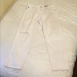 AG The Isabelle High Rise Straight Crop in Distressed White Size 27R